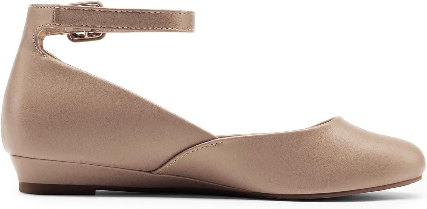 DREAM PAIRS Women's Dress Flats Ballet Low Wedge Round Toe Ankle Strap Comfortable Casual Flats Shoes - Image 3