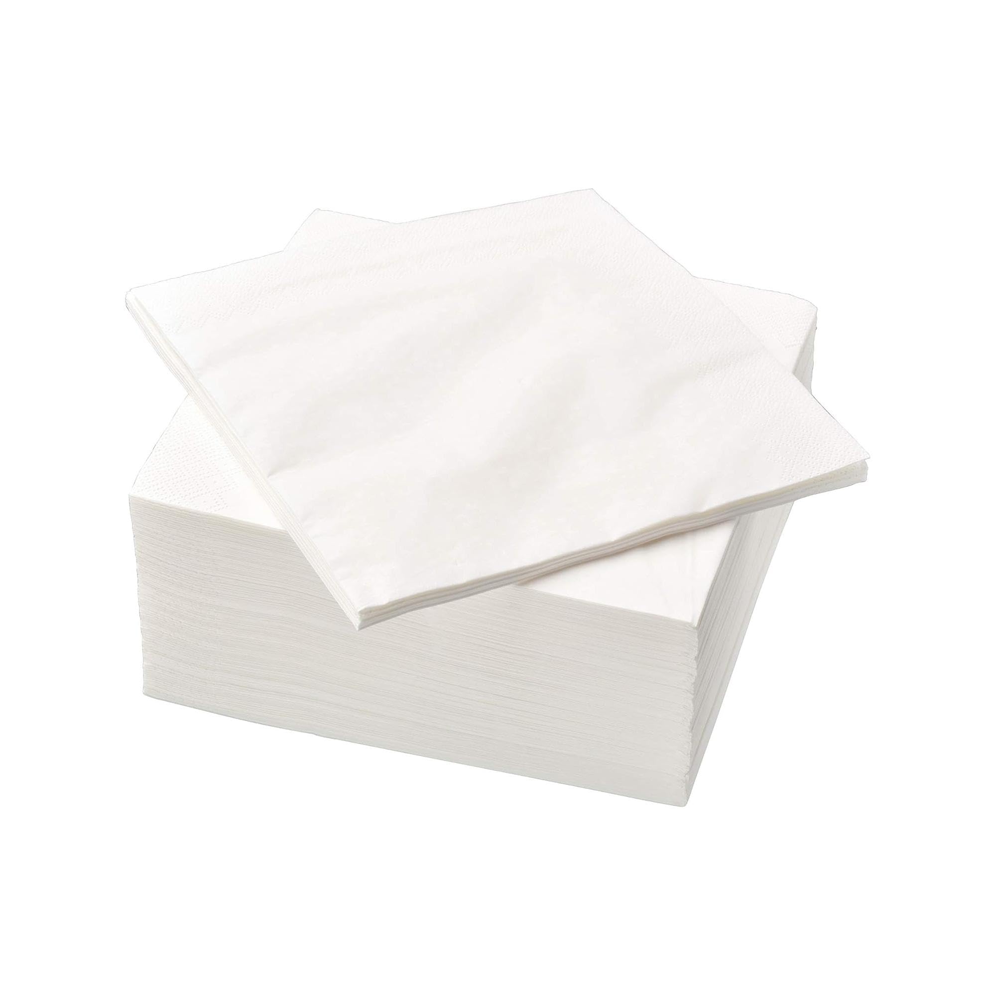 Serviettes en Papier (33×33 cm, Blanc) Jetables - Essuie-Mains Double Épaisseur Doux et Résistants, Idéales pour Bars, Snacks, Glaceries et Usage Quotidien (1 PLIS (Simple épaisseur)) (1800)