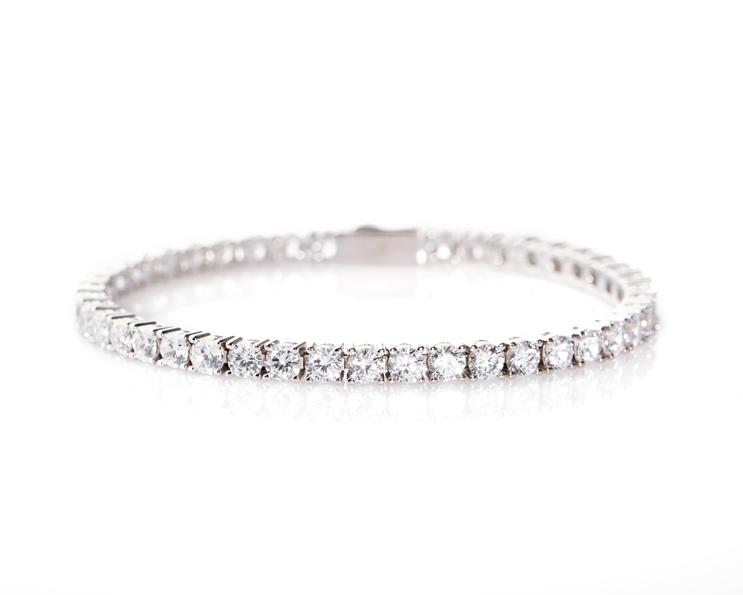 Lucoro - Tennisarmband, 4mm, 925 silber, massiv, Damen und Herren schmuck, Unisex, Cubic Zirkonia