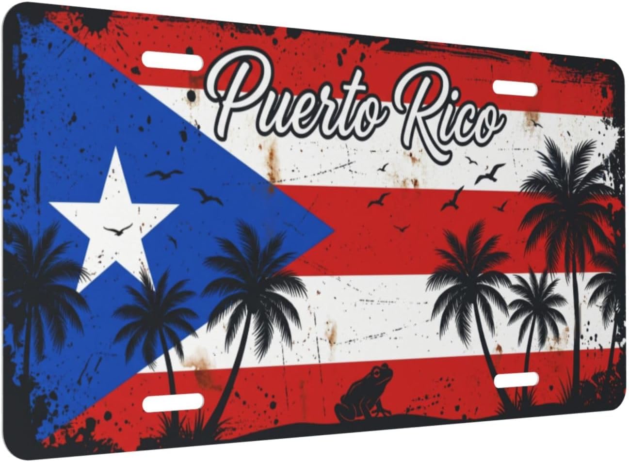 Puerto Rico License Plate Coqui Frog Coconut Tree Front Car Tag image 2