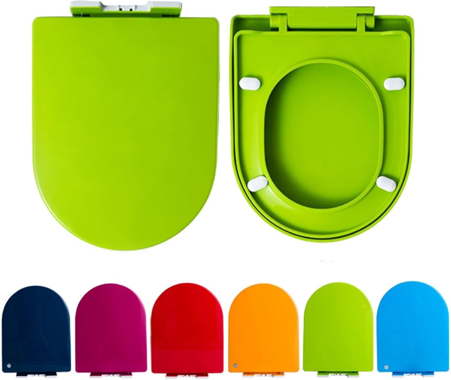 REHOOF Sedile WC Copriwater Universal,Copriwater Copriwater per Gabinetto Coperchio Seduta Bagno Plastica Chiusura Ammortizzata Soft Close Copriwater in PP Colorato,Design Ergonomico,Pulizia Rapida B