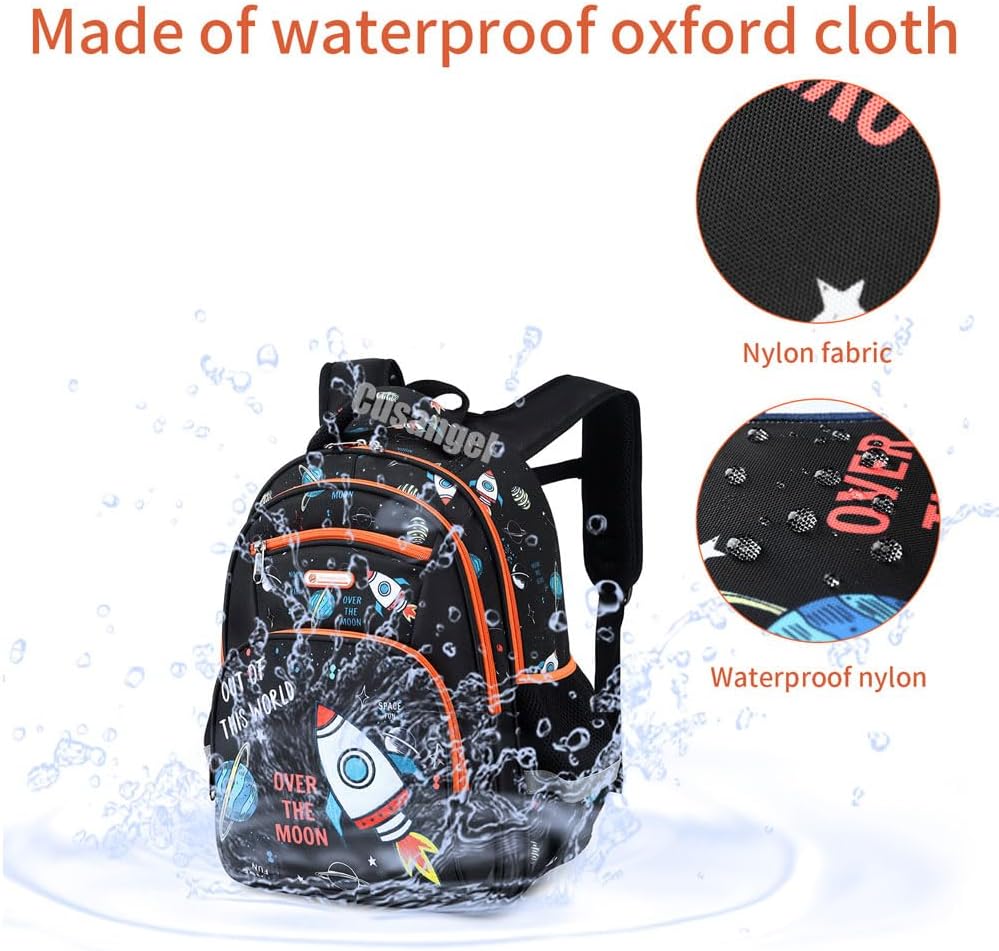 Cusangel Kids Backpack for Girls Preschool Elementary Kindergarten School Bag 15.6″ Multifunctional Cute Large Capacity (Black Space 3pcs) - Image 5