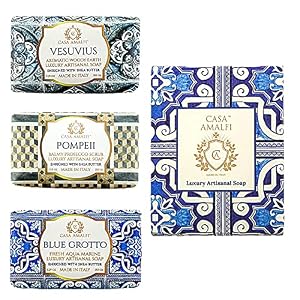CASA AMALFI – Set de 3 Jabones Sólidos, Lujosos y Artesanales con Manteca de Karité, Jabones Hidratantes, 3 Jabones 100…