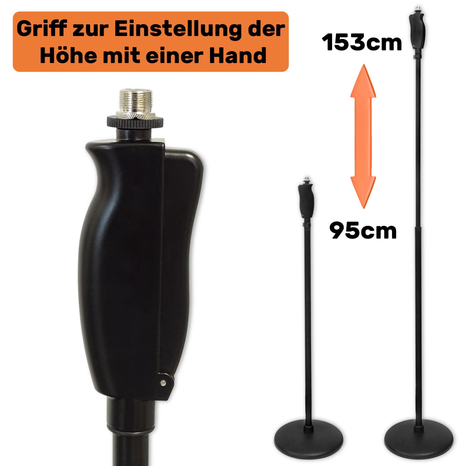 keepdrum MS124 Mikrofonständer Einhand-Stativ mit Galgen