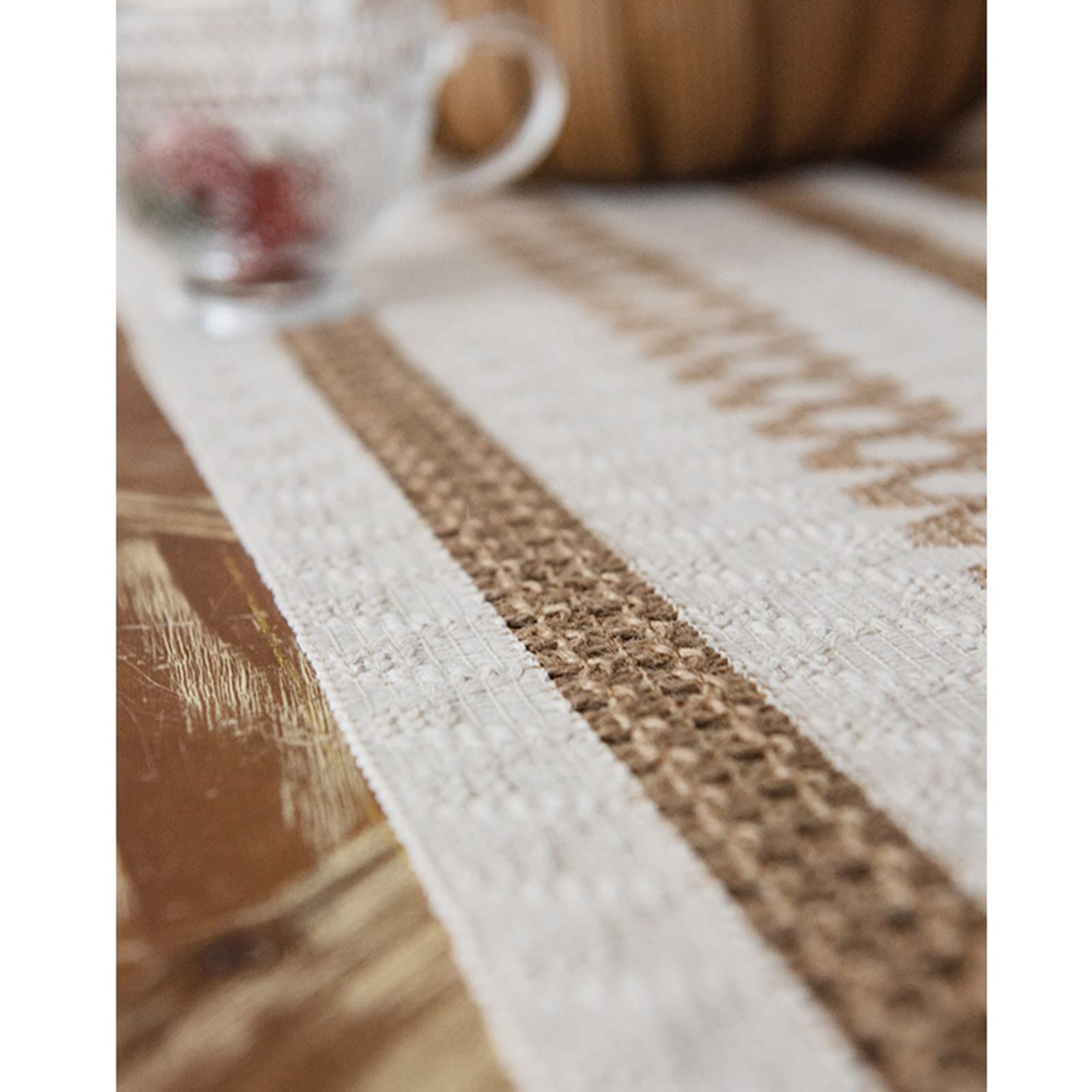 Chemin de Table en Lin, Chemin de Table décoratif en Tissu tissé à la Main géométrique pour décoration de Festival de Mariage (Couleur : Blanc, Taille : 30 * 160 cm)