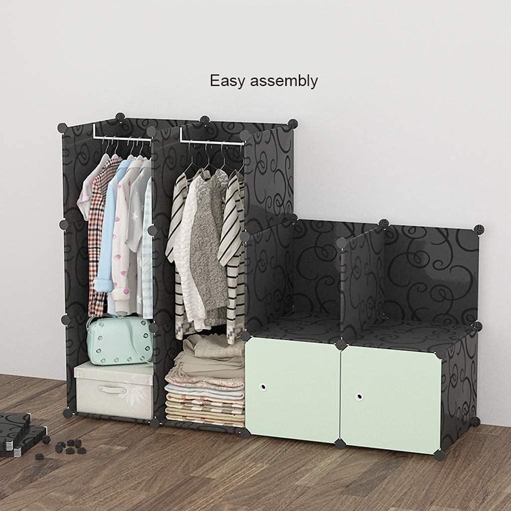 Fabric Wardrobe Wardrobe Cubes Storage Plastic Organiser Divider Bookcase Shelf Shoe Rack Cabinet Shelving Unit(Green) (76x47x129cm)