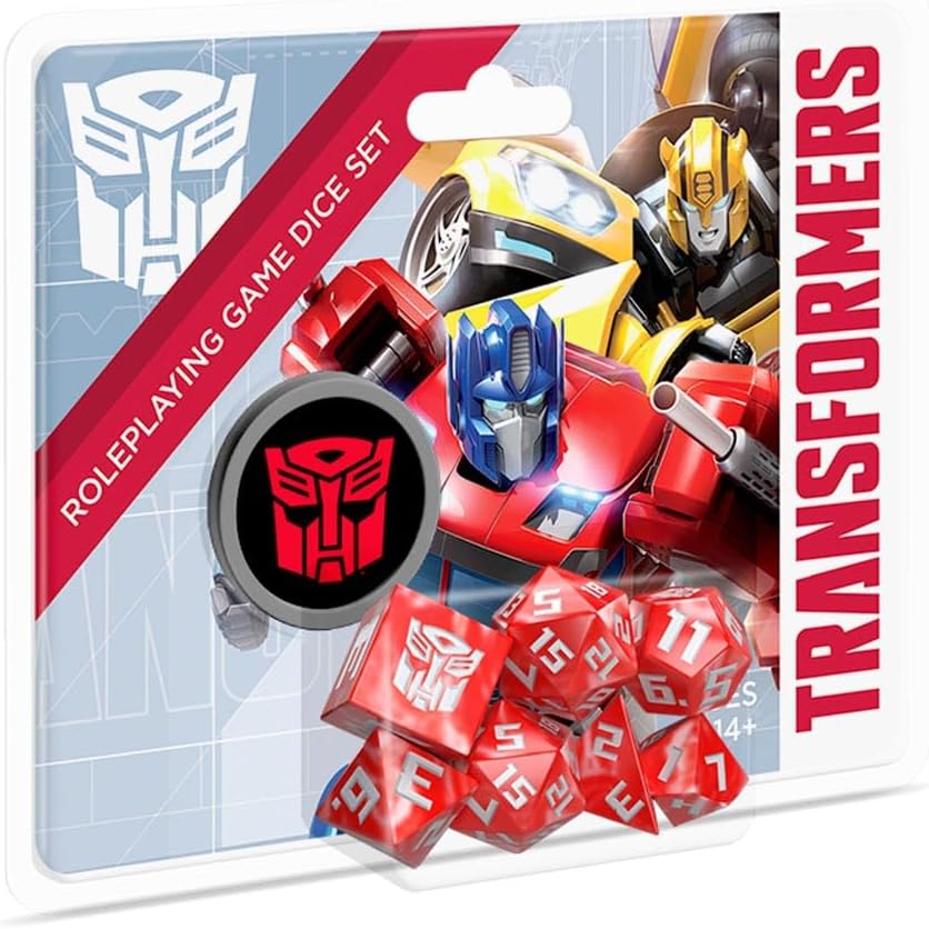 Renegade Game Studios Transformers Roleplaying Game Dice Set, Red Polyhedral
