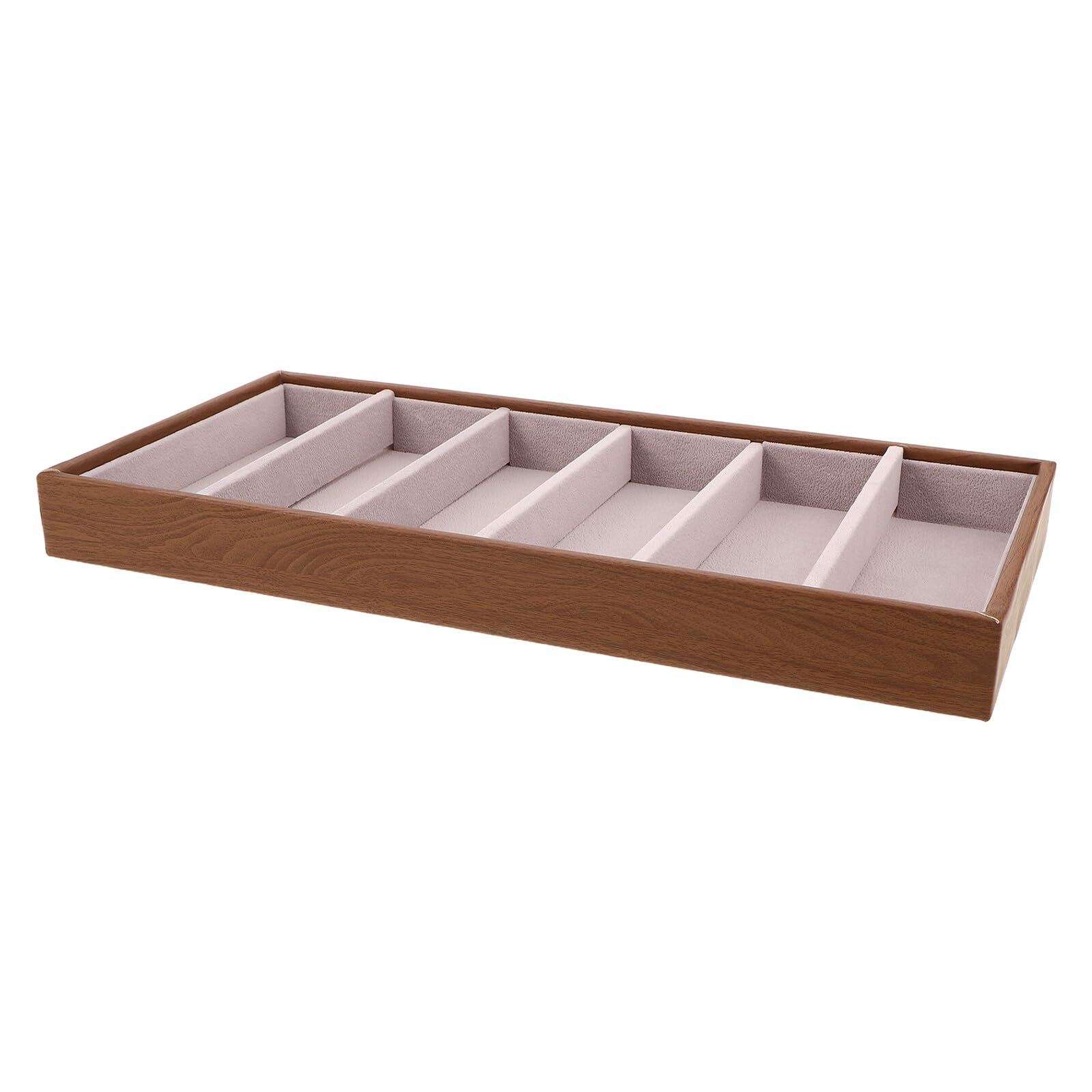 NOLITOY Soporte para Gafas de Madera Diseño de Veta Natural Bandeja Organizadora Dividida para Gafas de Sol Joyas y Relojes Estuche Multifuncional para Escritorio Protección contra
