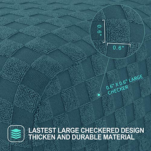 Image of YEMYHOM 4 Pieces Stretch Recliner Slipcover Jacquard Recliner Chair Cover with Side Pocket Anti-Slip Fitted Recliner Cover Couch Furniture Protector with Elastic Bottom (Recliner, Peacock Blue)
