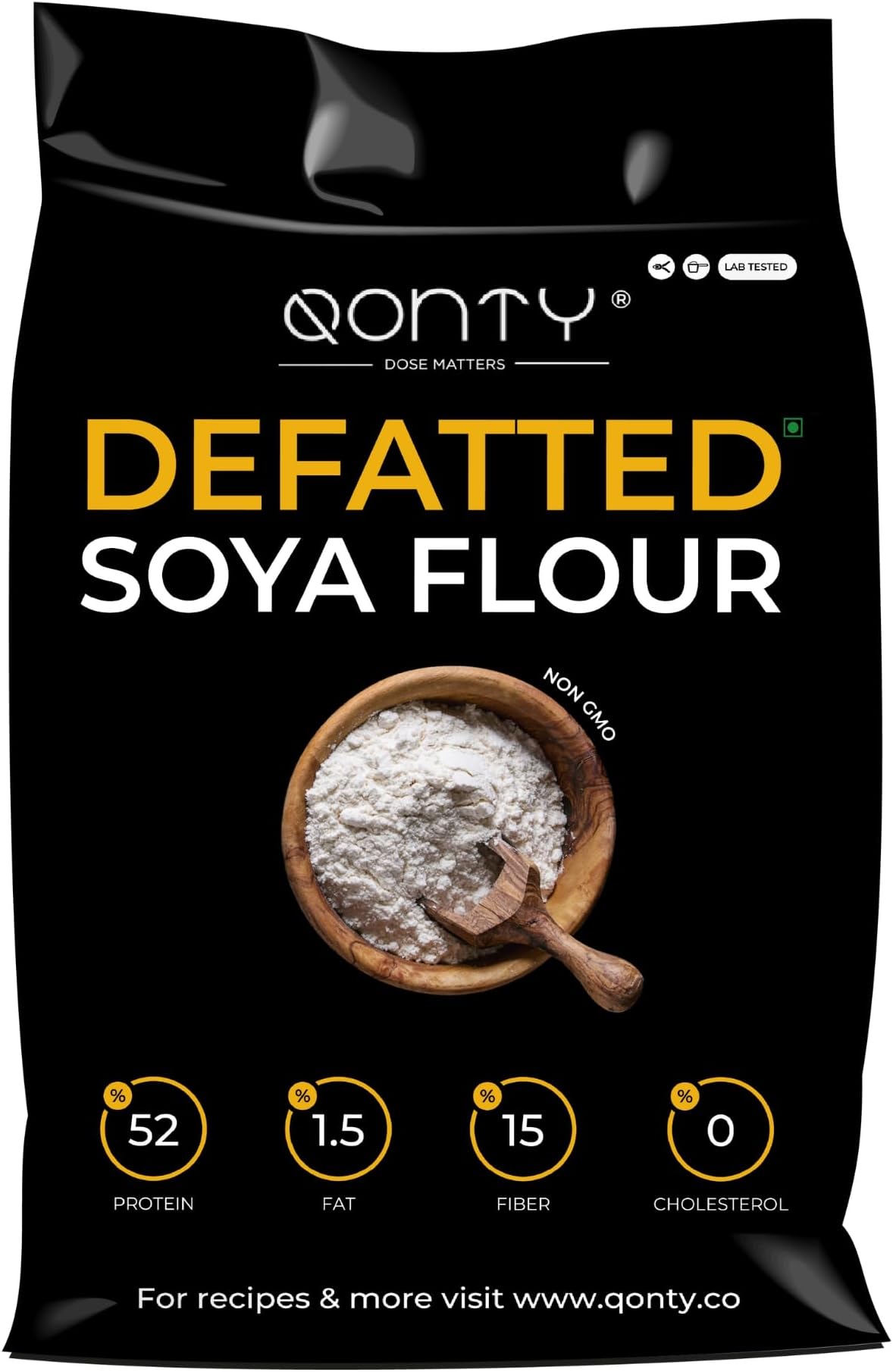 Qonty Defatted Soya Flour | 52% Protein, 1.5% Fat | Lab Tested | 8 gm Protein Per Roti | No Preservatives | Gluten Free | Rich in Micro Nutrients (1.75 kg)