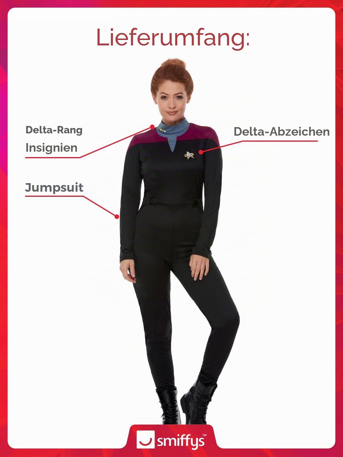 Smiffys Star Trek, Voyager Command Uniform, Maroon Halloween und Karneval