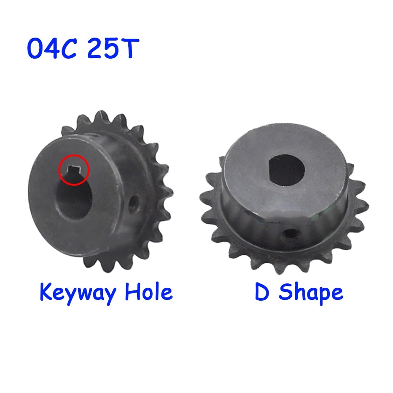 Bevel Gear Pinion Hardware Mechanical 25Teeth 04C Chain Gear 45# Steel Industrial Sprocket Wheel 8mm to 20mm Bore Motor Chain Drive Sprocket(14mm(5x2.3mm))