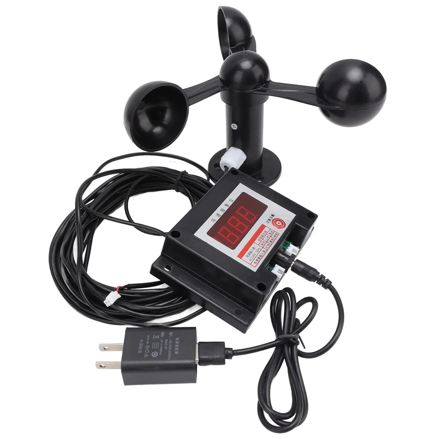 Tower Crane Anemometer, 3 Fan Blades Alarm Wind Speed Meter, Tower Crane Intelligent Alarm Anemometer Smart Wind Speed, Aspirator Pumps