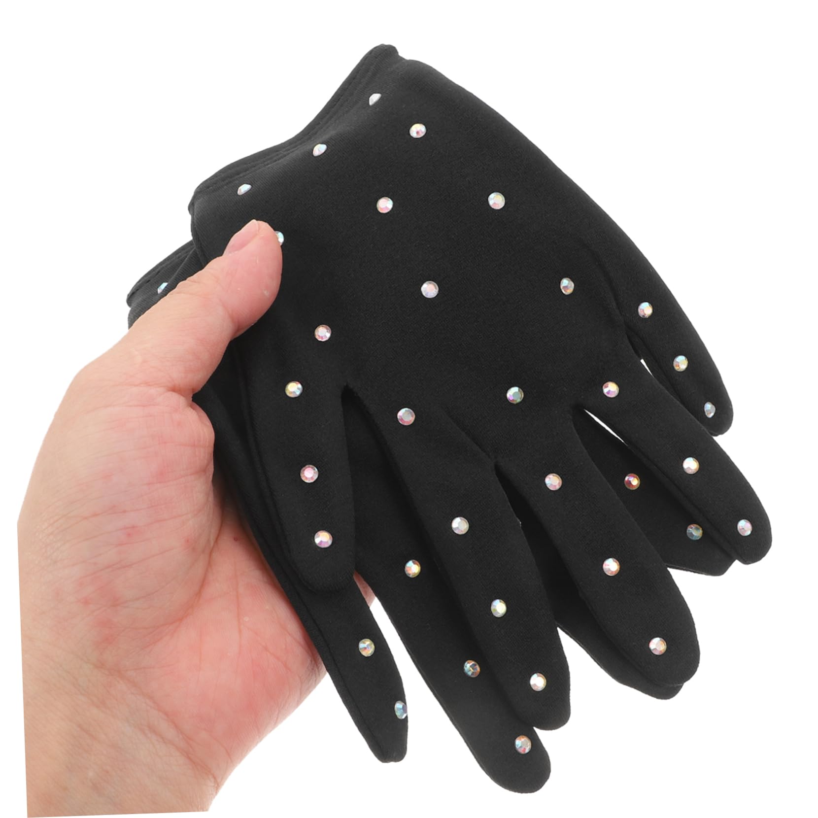 5 Paare Eiskunstlaufhandschuhe Handschuhe greifen Frauen mit Goldhandschuhen Figur Skating-Handschuhe Bühnenhandschuhe für Mädchen Mädchen-Eislaufhandschuhe-Bühne Schwarz