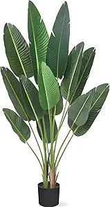 GarveeHome 72 inchs Artificial Tree Bird of Paradise Artificial Plant with 13 Trunks Fake Tree - 6 Feet Faux Plants Fake Banana Tree Plant with Pot Artificial Trees for Home Decor Indoor Outdoor