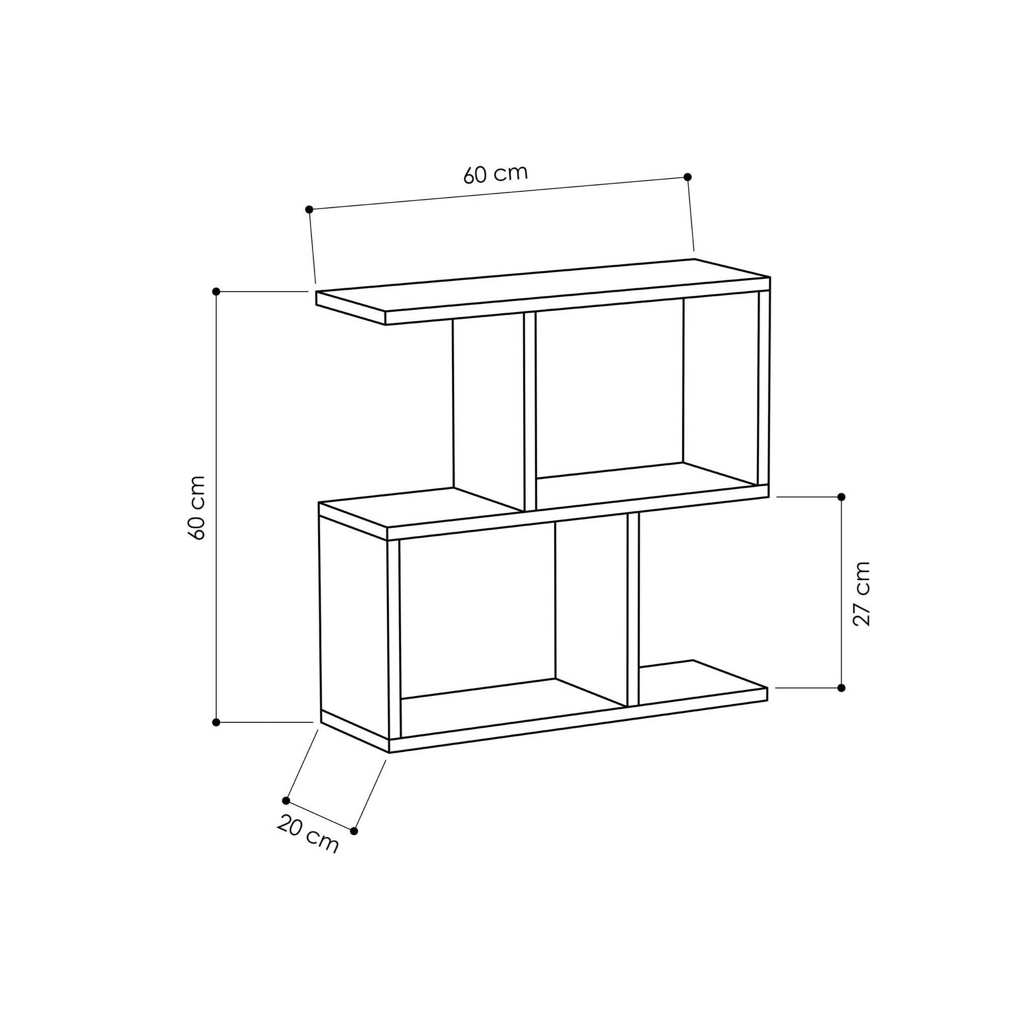 Dmora - Tavolino da salotto Polyh, Tavolo basso da caffè, Portariviste per divano, Ripiano da soggiorno, 60x20h60 cm, Antracite