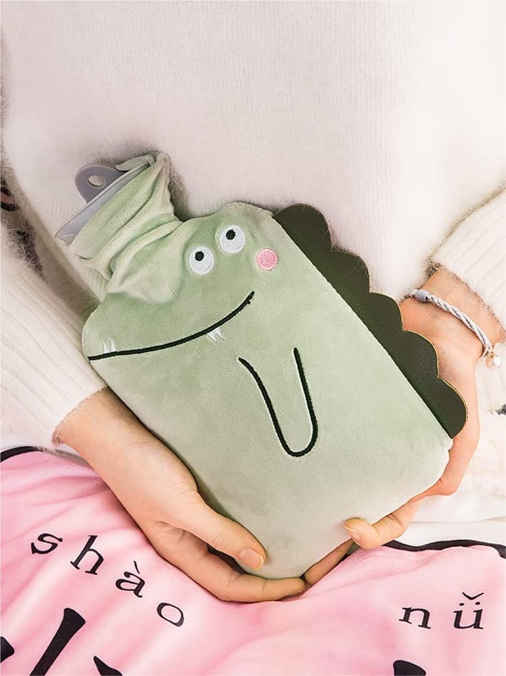 Bolsa Agua Caliente Botella De Agua Caliente con Tapa, Bolsa para Aliviar El Dolor Cuello, Dolores Cabeza, Noches Acogedoras Térmica(A)