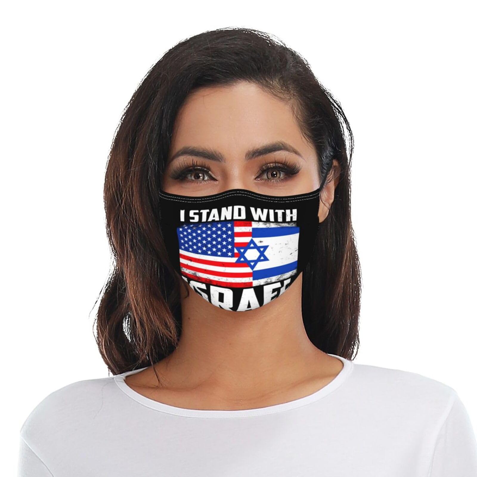I Stand With Israel USA American Flag Israel Flag Adult Dust Mask Adjustable Dust Face with 2 Filter57