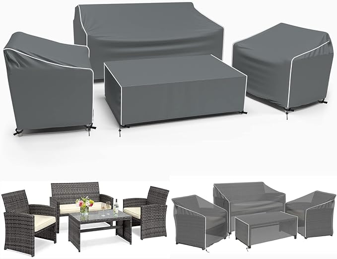 Patio Furniture Covers, Outdoor Furniture Cover Waterproof 4Piece, Patio Furniture Set Covers