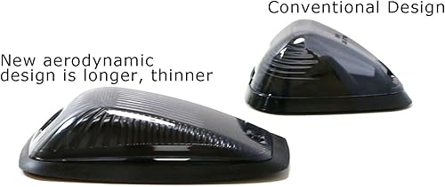 Miniatura 2 de iJDMTOY Lámpara de techo LED ámbar con lente ahumada, compatible con camión 4x4 SUV, 5 piezas aerodinámicas de bajo perfil para techo