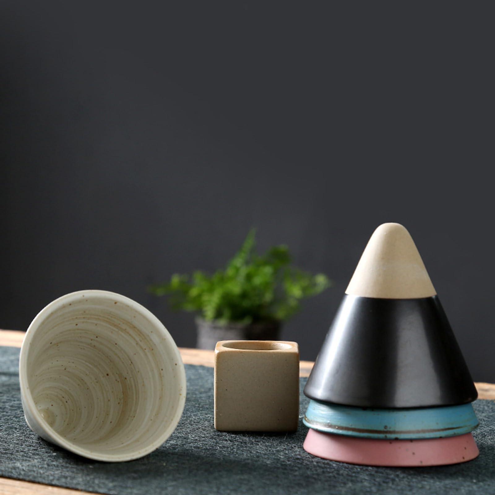 Tazza Da Tè In Ceramica Giapponese 100 Ml A Forma Di Cono Triangolare Con Base – Fatto A Mano, Stile Retrò - 3