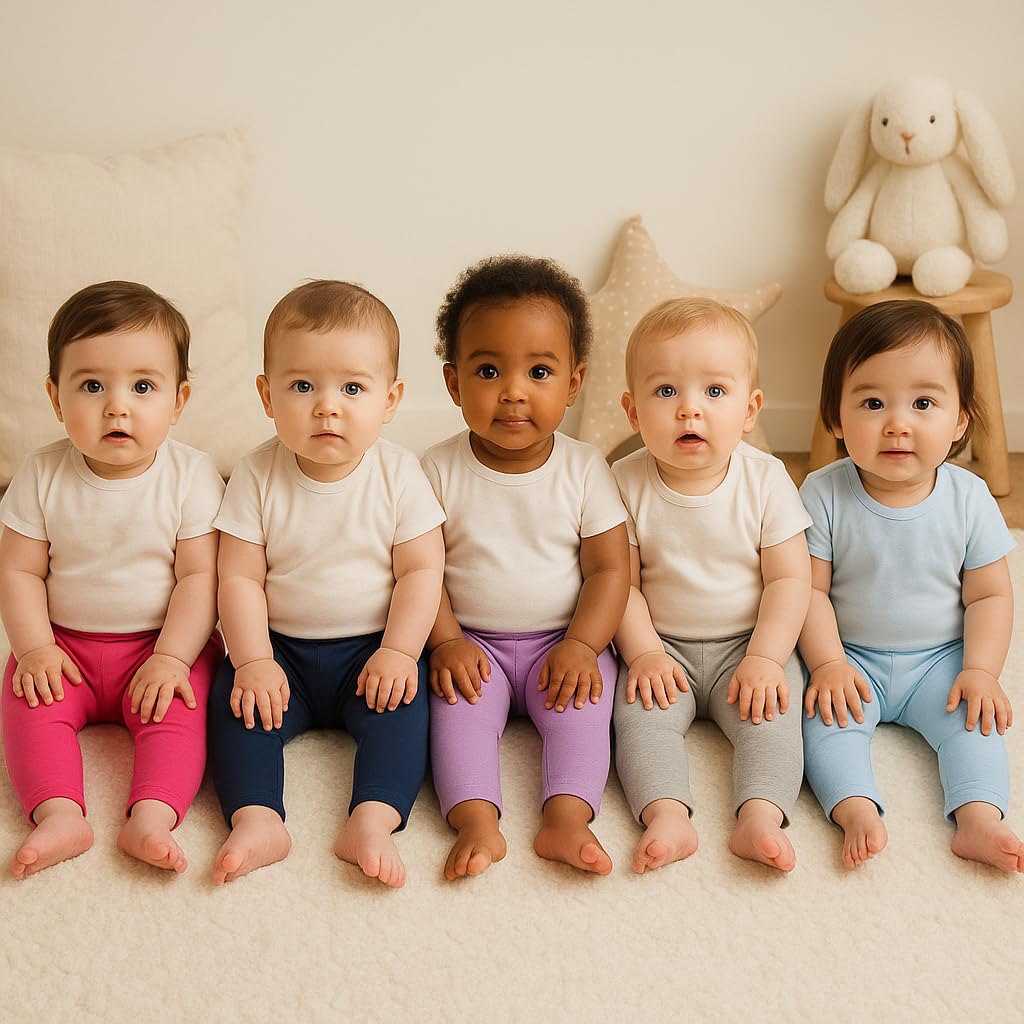 TuddyBuddy Baby Cotton Sleepwear Pyjama Combo - Harem Pants (3 Months-6 Months, Pack of 5 Pyjamas - Girls - Solids Assorted) 1