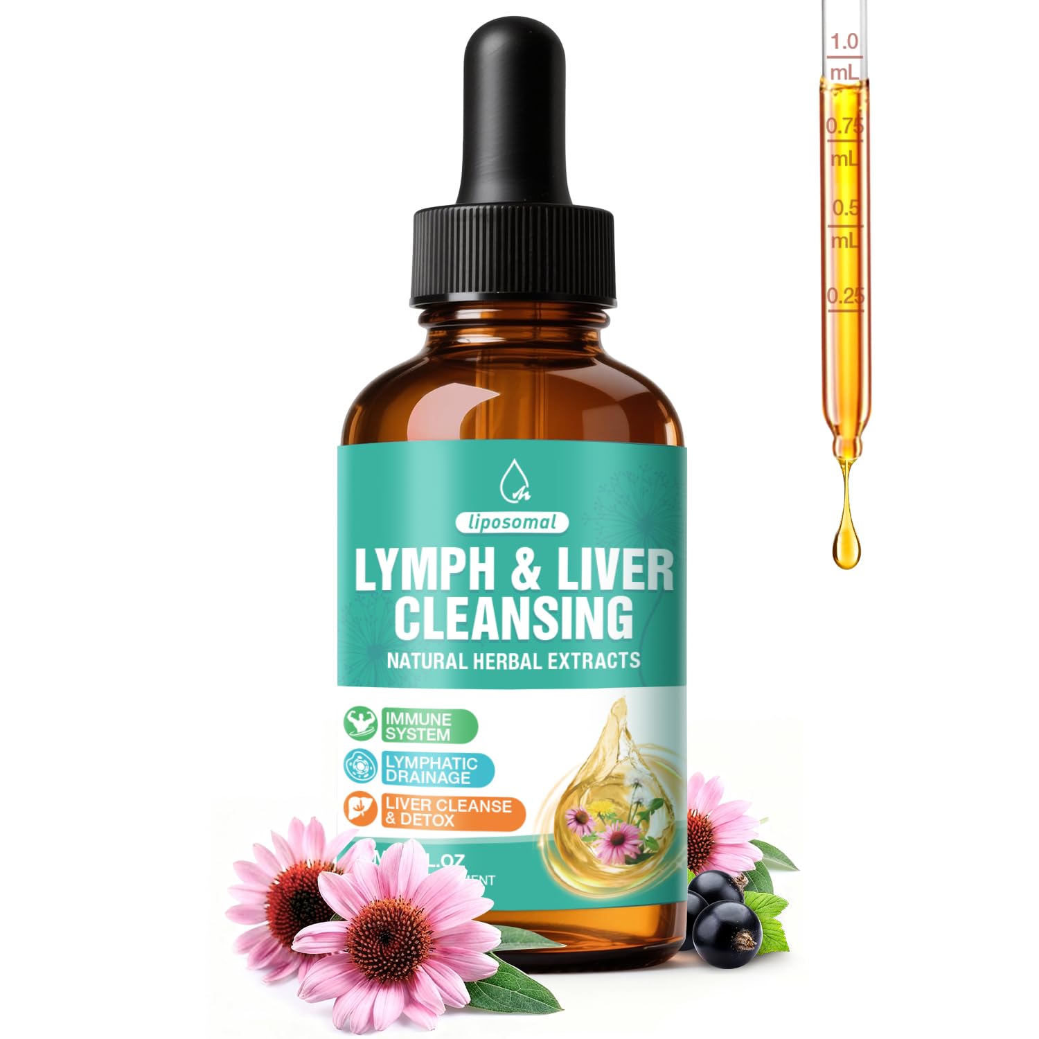 Lymphatic Drainage Drops for Women & Men, Liver & Immune Support,60 mL