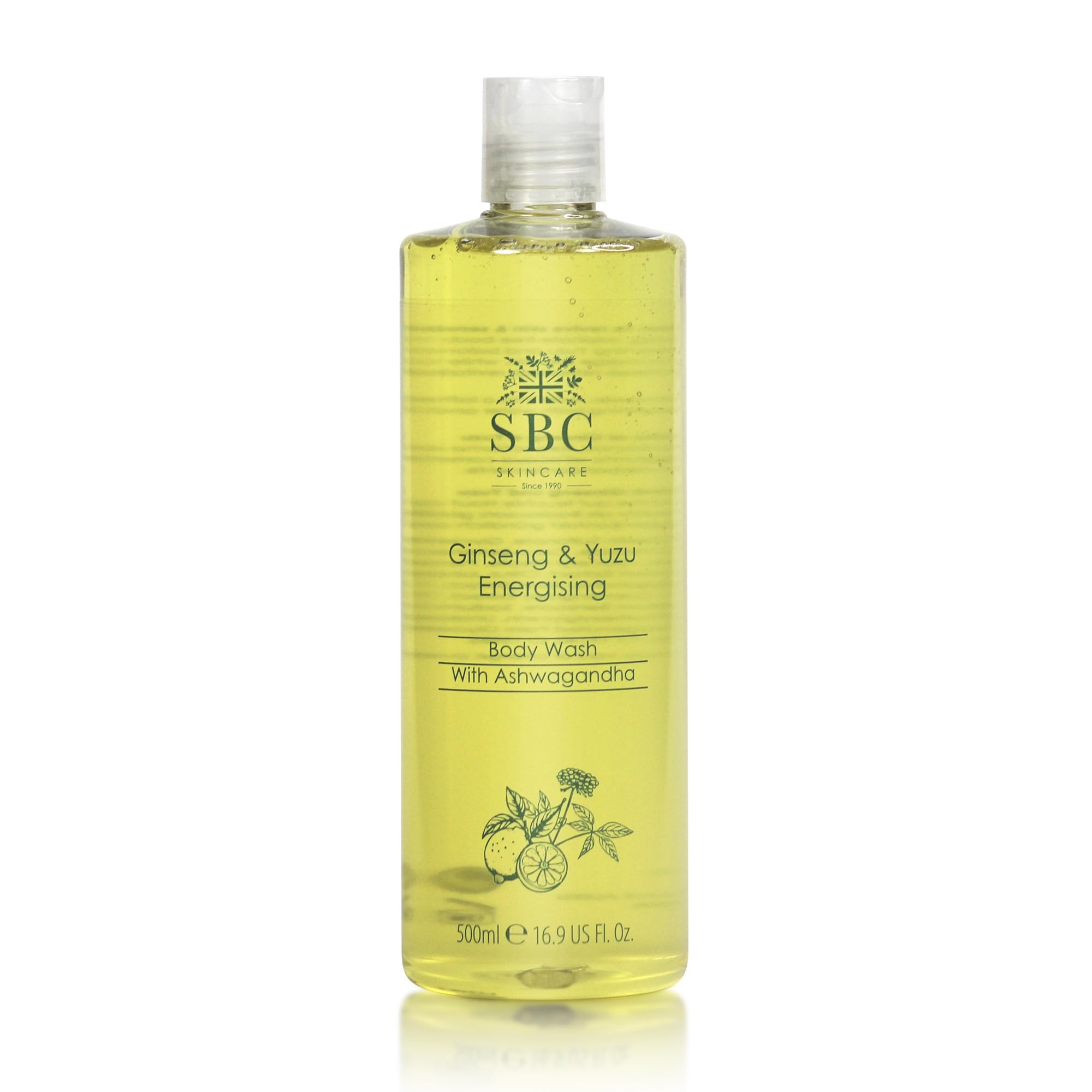 SBC Skincare Yuzu & Ginseng Energising Body Wash – Sulphate-Free Formula With Korean Ginseng, Vitamin C Yuzu & Ashwagandha To Awaken Senses, Boost Radiance & Revitalise Skin, Vegan, 500 mL