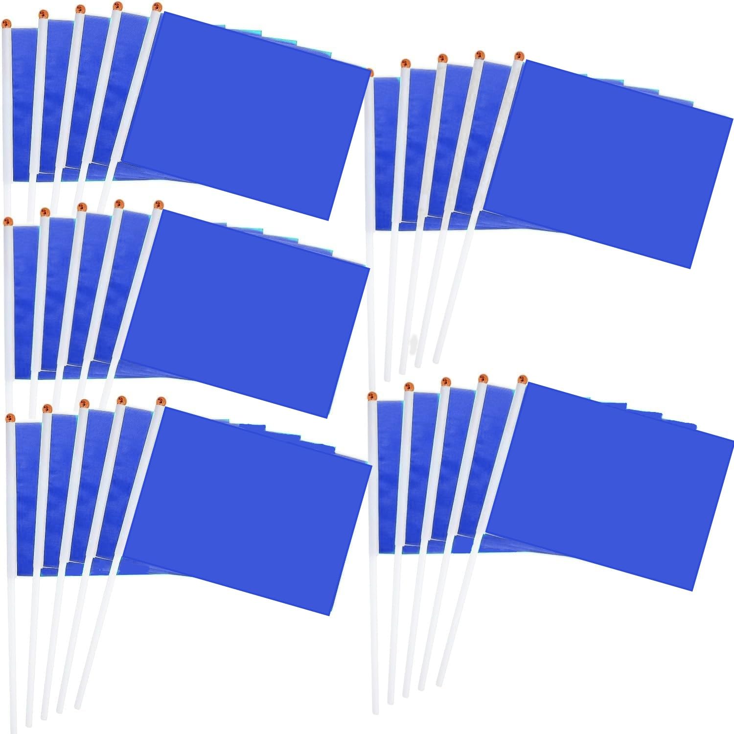 50 Packs Plain Blue Hand-hold Mini Flag Solid Color DIY Graffiti Banner Referee Flag Party Parade Celebration Sports Kindergarten School Events Festival Outdoor Decoration 14 * 21cm/5.5 * 8.2in