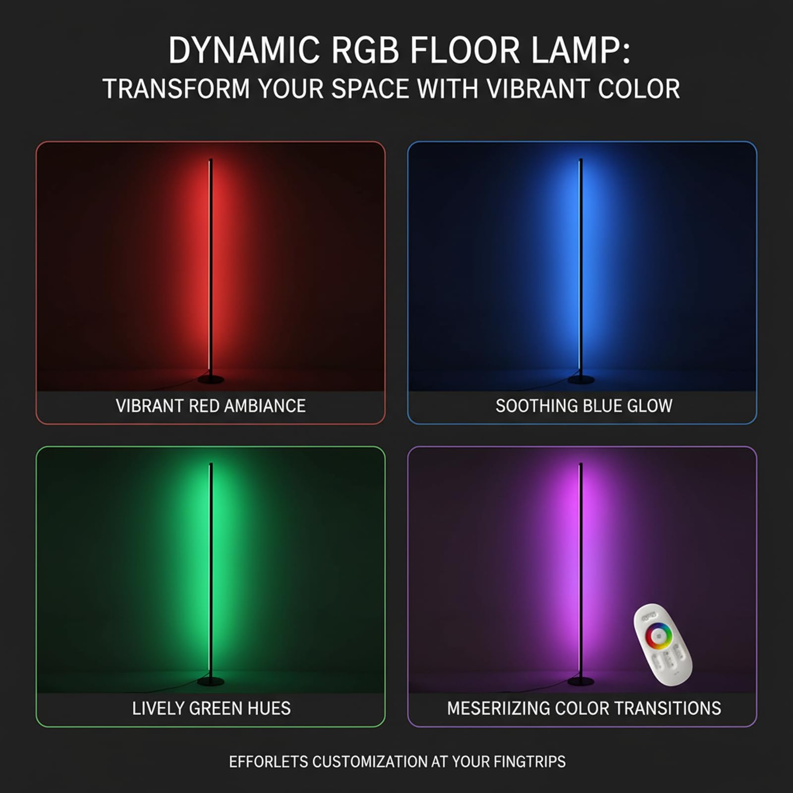 RGBIC - Lampada da terra a LED, 140 cm, rimovibile, colore nero, dimmerabile, 16 milioni di colori con app, modalità fai da te per camera da letto, 180°, larghezza illuminazione per pavimento
