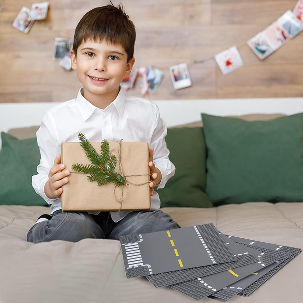 Lekebaby 12 Placas-Set de Base de Carretera Urbana, 25,5 x 25,5 cm, 100% Compatible con Las Principales Marcas, 4 Curvas/4 Cruces/3 Rectas/1 Intersecci贸n