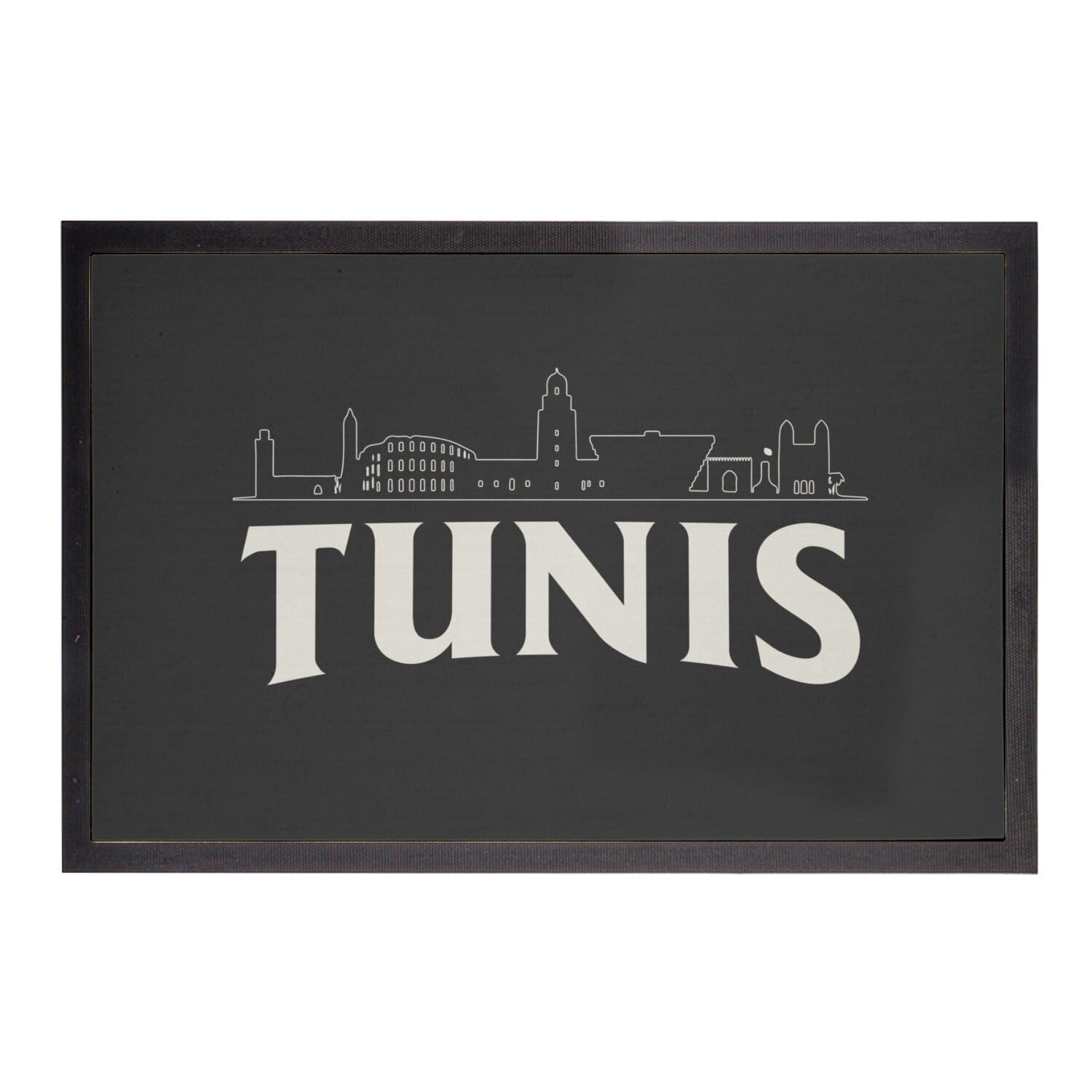 Paillasson noir Tunis 60x40cm tapis d'entrée minimalist Tunisie voyage vintage