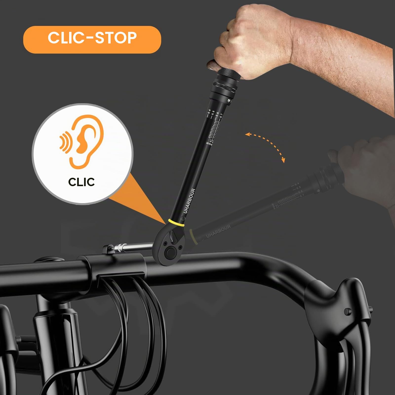 Uharbour Clé Dynamométrique 3-25 Nm 1/4 avec Embouts et Tige d'Extension pour Vélo - Précision d'Erreur de ± 3 %