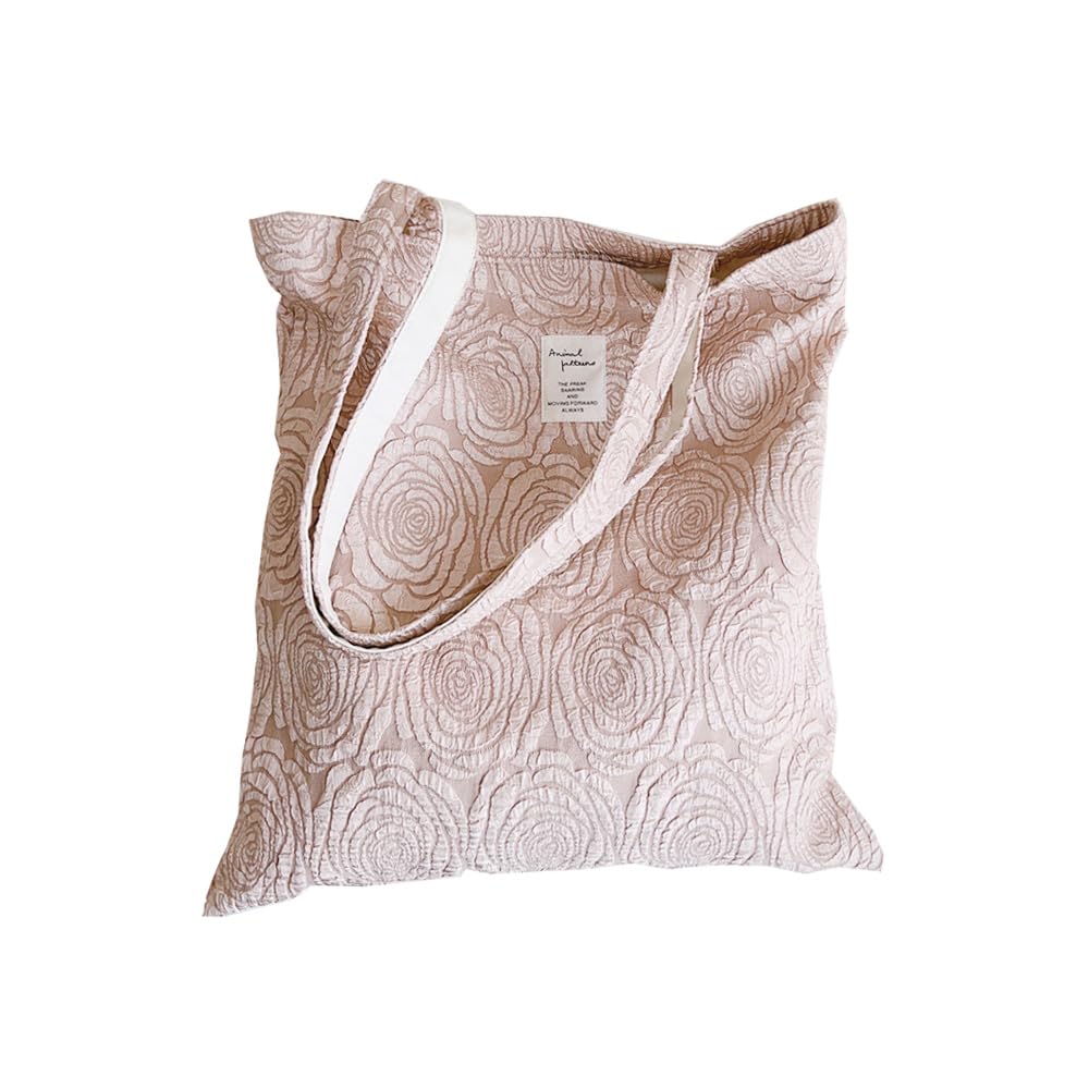 Kehpish Cotton Canvas Tote Bag Reusable Soft Grocery Cloth Bag Floral Shoulder Bag for Beach Travel Shopping