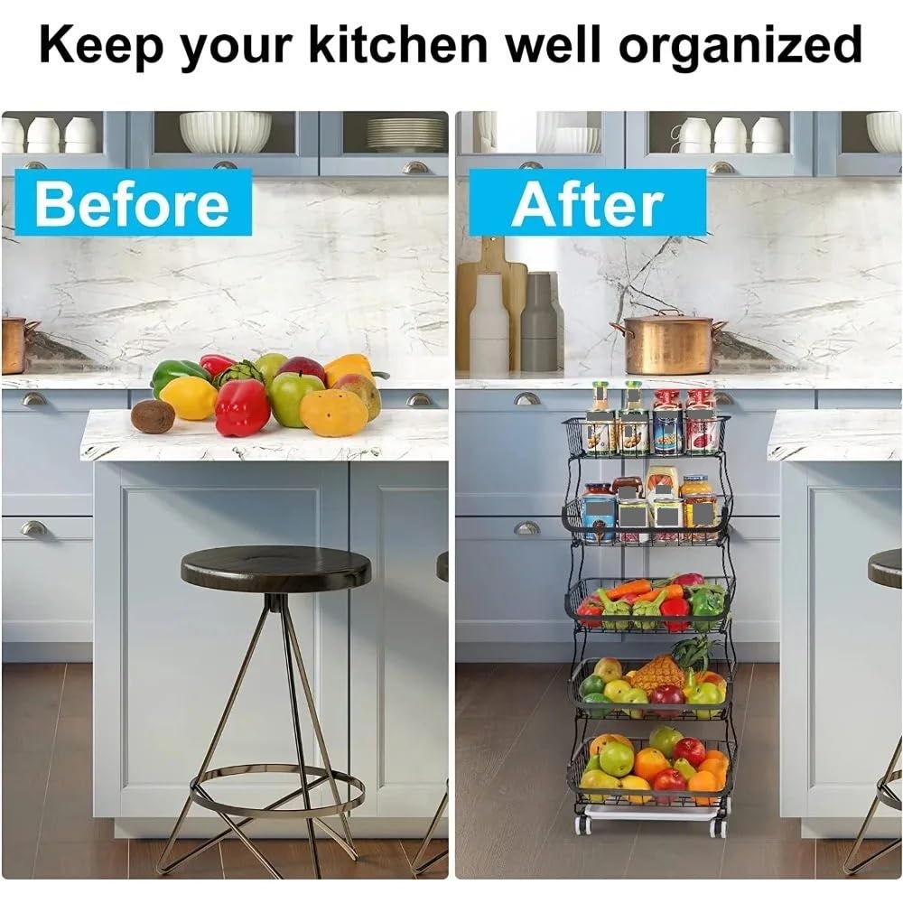 Cocina Supporto for cestello portafrutta a 5 livelli, carrello da cucina, for verdure Estante de almacenamiento