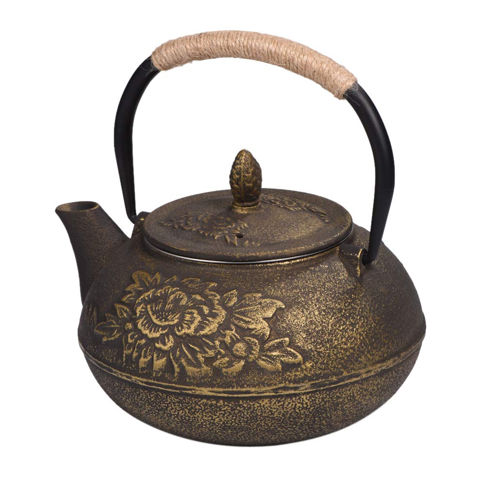 YUUGA Teiera in ghisa in ghisa, 900 ml in Stile Giapponese + teiera con infusore/Filtro Rimovibile