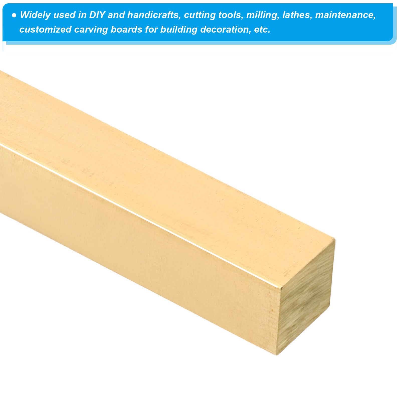 PATIKIL 1 Stück Messing Vierkantstangen, 12mm x 12mm Länge 250mm Messing Flachstange, Flachprofil Messing für Handwerk, Wartung, Elektro- und architektonische Dekoration