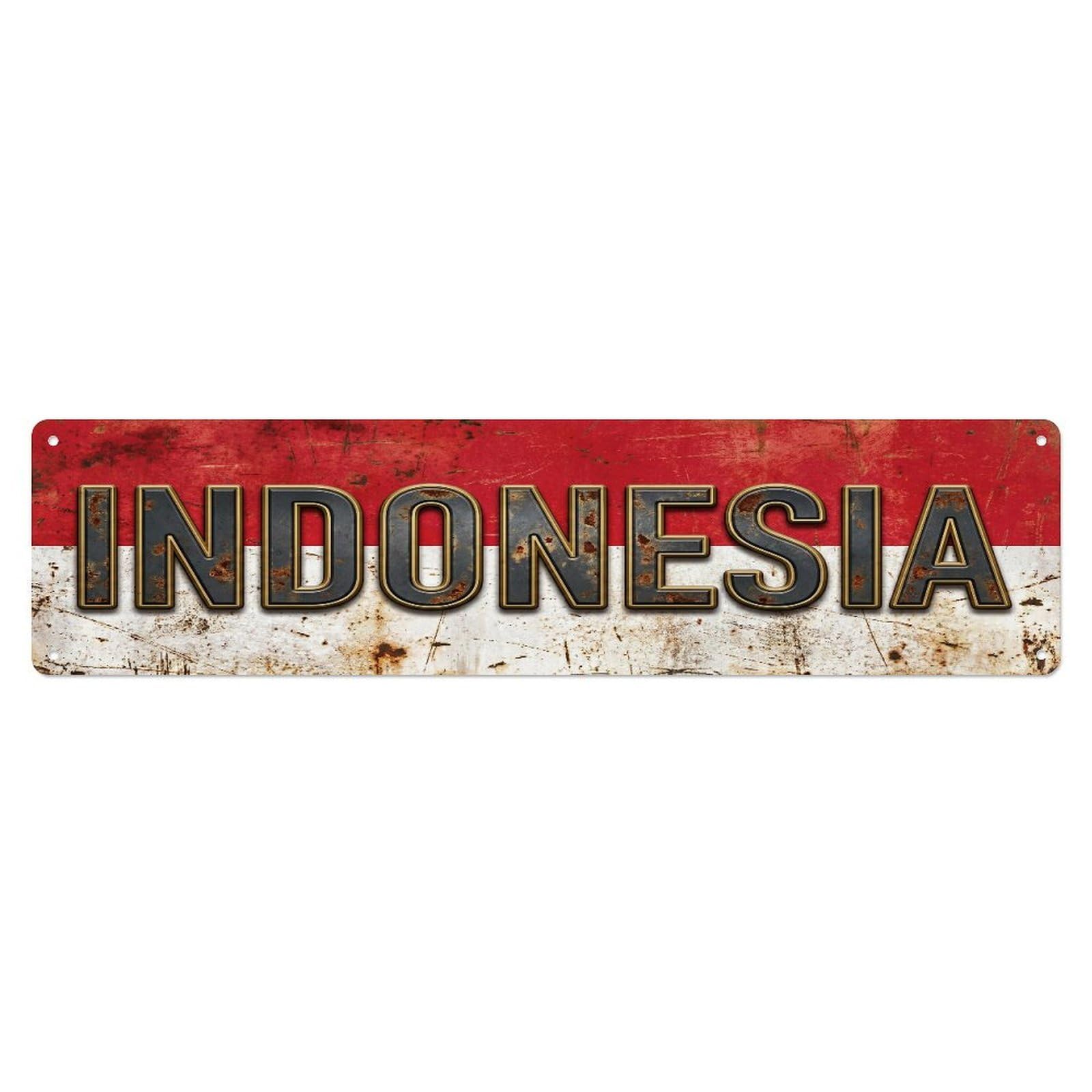 Fqcyn Style Metal Tin Sign Vintage Indonesia Flag Pattern