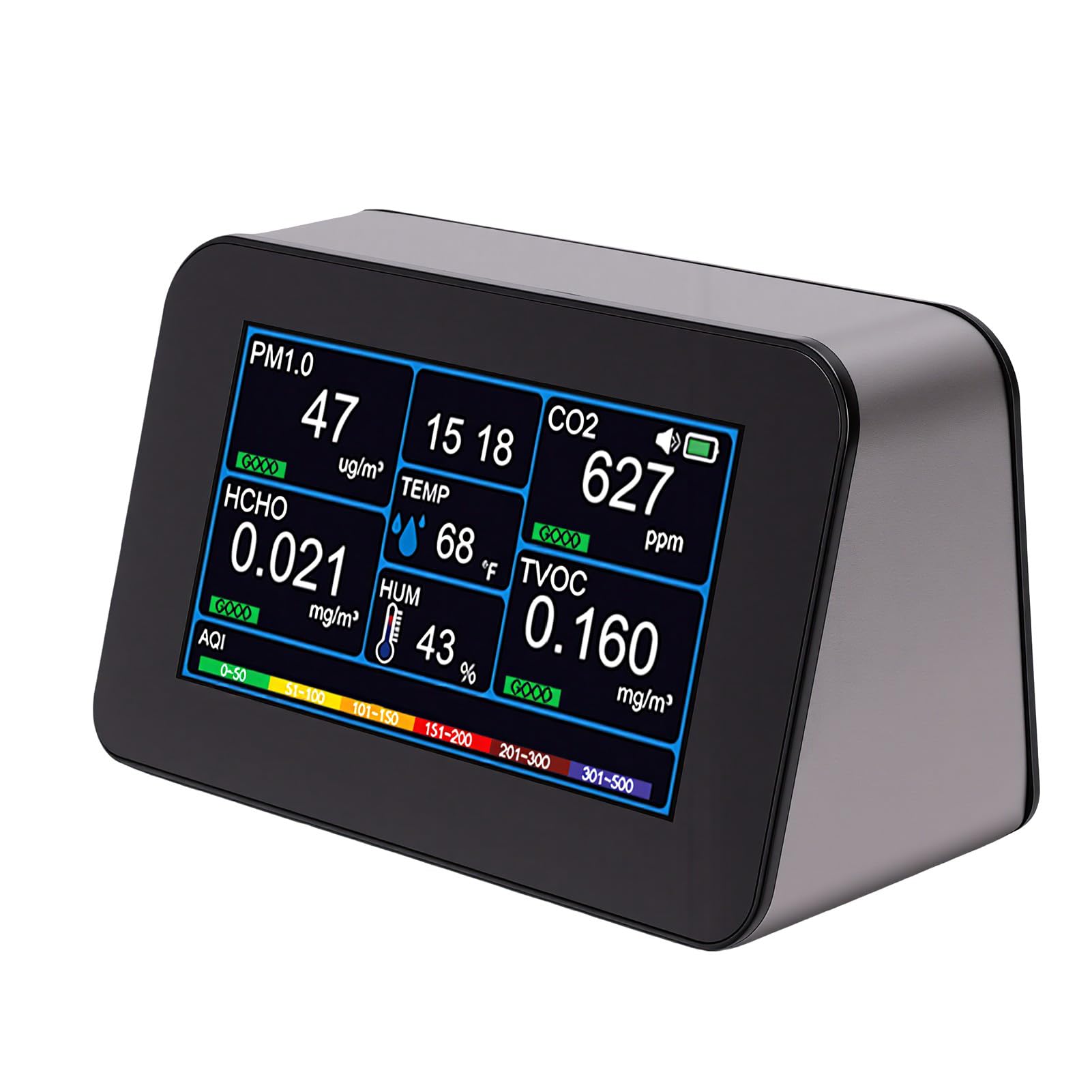 Walfront Monitor de Calidad del Aire Interior 11 en 1, Detector de CO2,