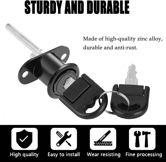 2 x Plunger Drawer Lock with Keys Cabinet Cam Piston Lock Door Lock