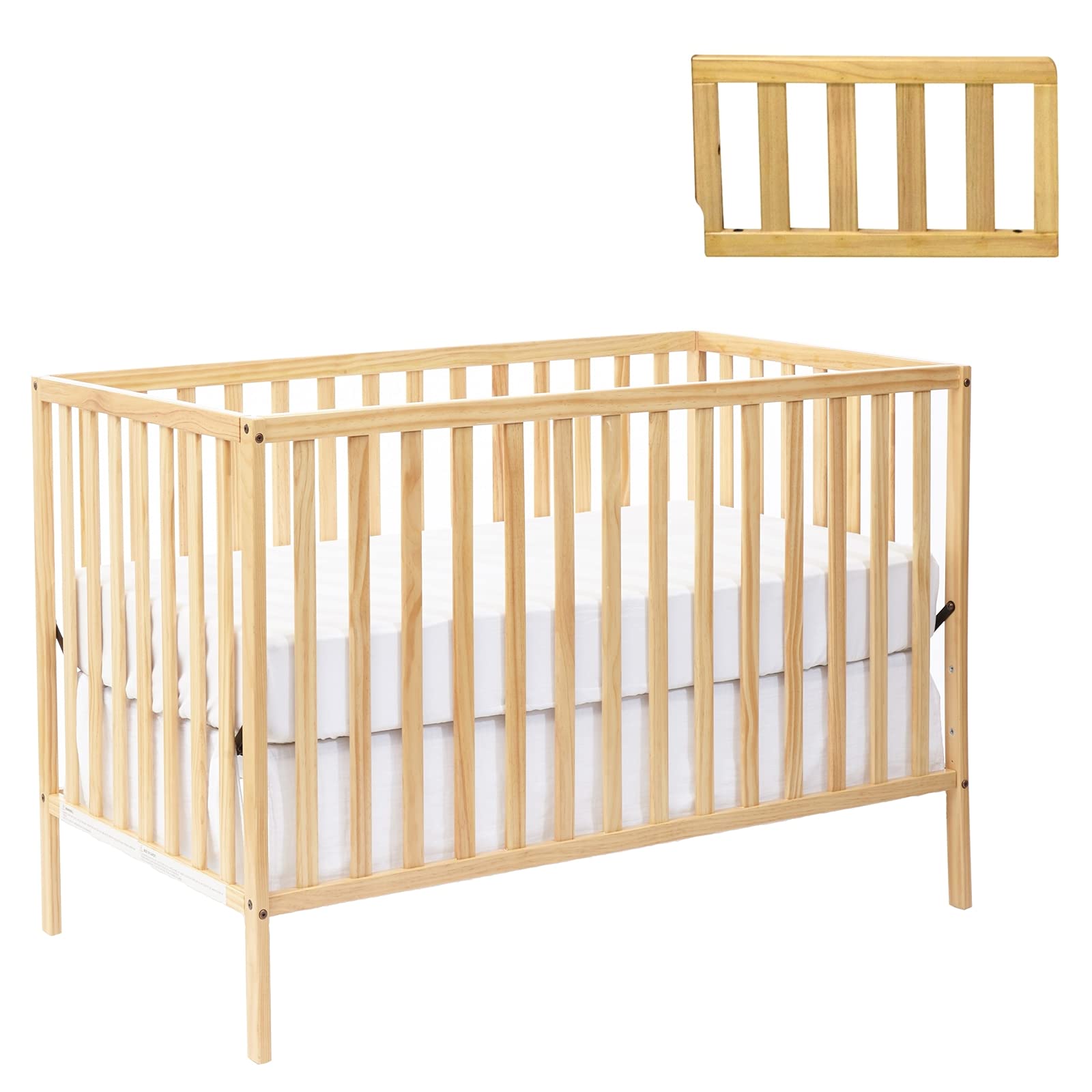 Suite Bebe Palmer Island 3-in-1 Convertible Crib and Toddler Guard Rail Bundle, Natural