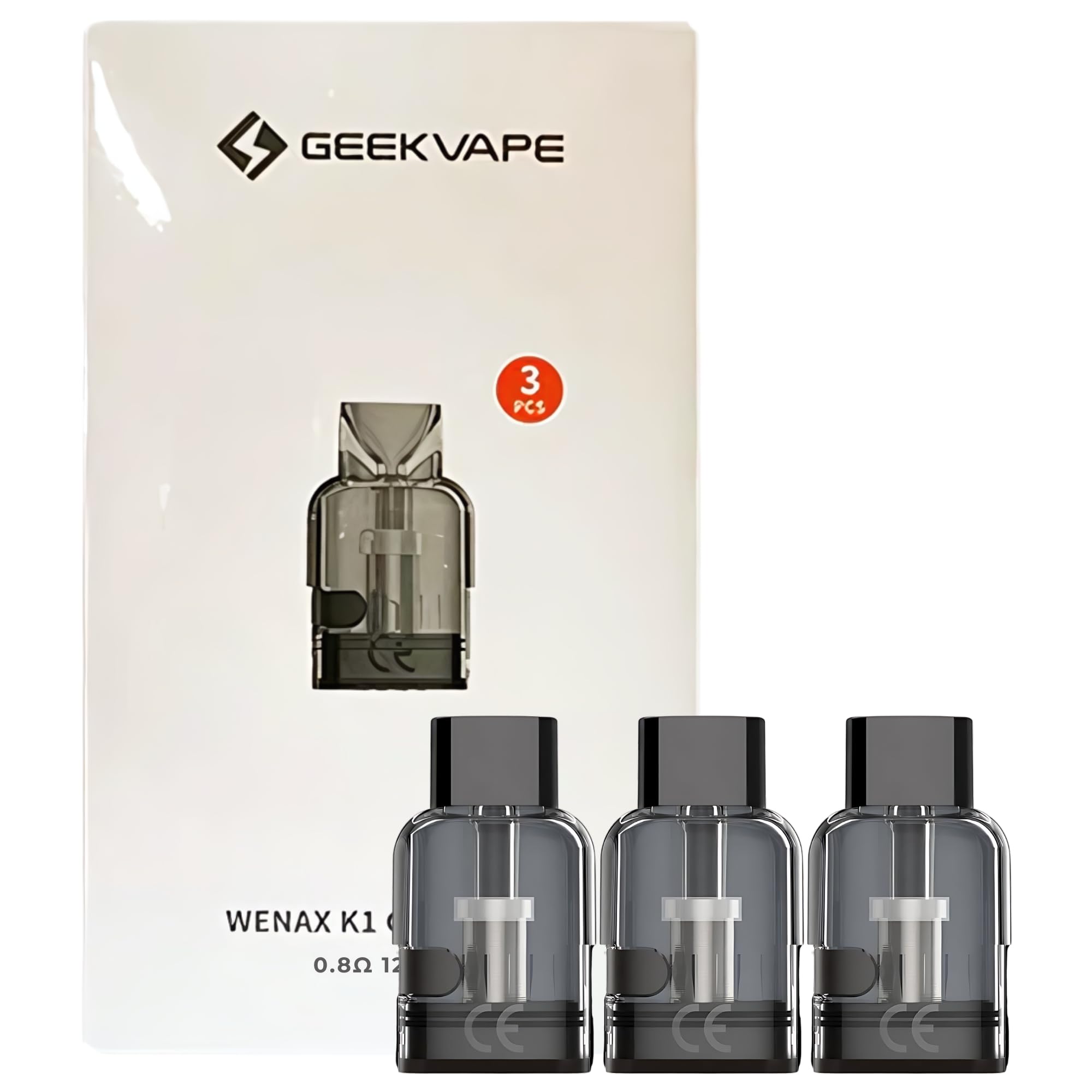 Geekvape Wenax K1 Pods - 3 Pack - MTL Vaping, TPD Compliant Ecig, 2ml No Nicotine (0.8ohm | 12-16W)