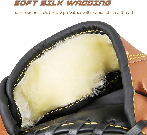 Miniatura 4 de GROOFOO Guante de béisbol y pelota para niños, jóvenes y adultos, softbol de entrenamiento de teeball guante de mano izquierdaderecha con juego de