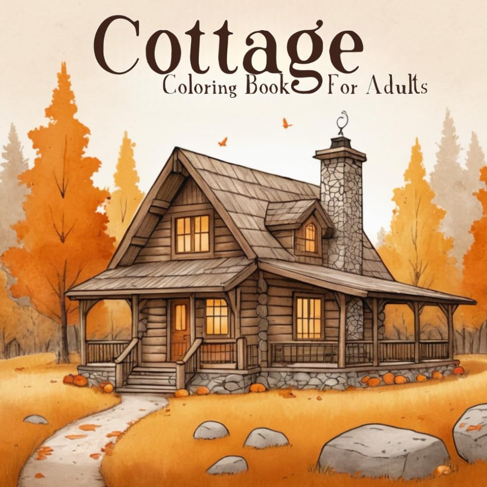 Cottage Coloring Book for Adults: 50 Relaxing Illustrations Featuring Charming Country Cottages