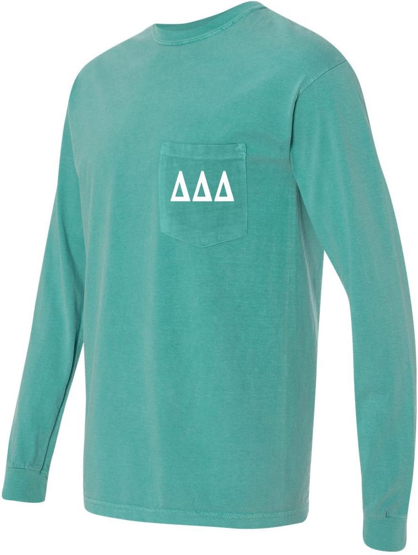 Delta Delta Delta Sorority Tri Delt Comfort Colors Pocket Long Sleeve Shirt