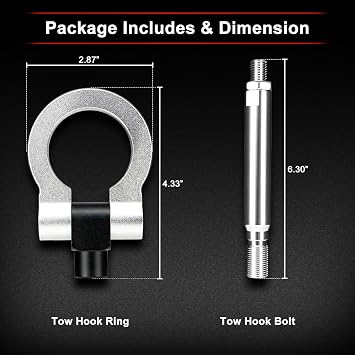 Rear Front Tow Hook Compatible with Scion FR-S 2013-2016, Toyota GT86 2017-2021, Subaru BRZ 2013-2021, Subaru WRX 2015-2021 Decoration Accessory, Track Racing Style Towing Hook (Silver)