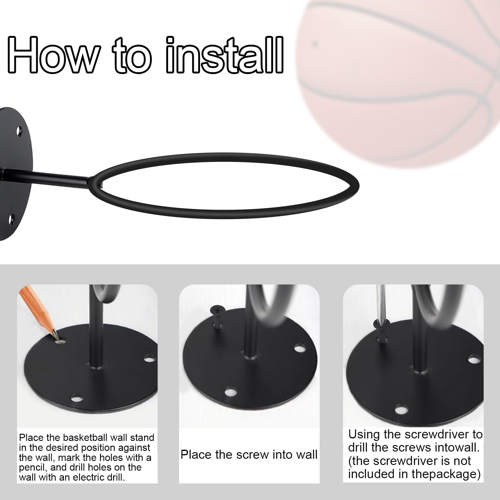 Portapalle Universale Per Parete Garage Portapalle Da Basket Da Parete – 5 Pezzi In Metallo, Universale Per Palloni Da Basket, Calcio, Pallavolo Portapalle Metallo
