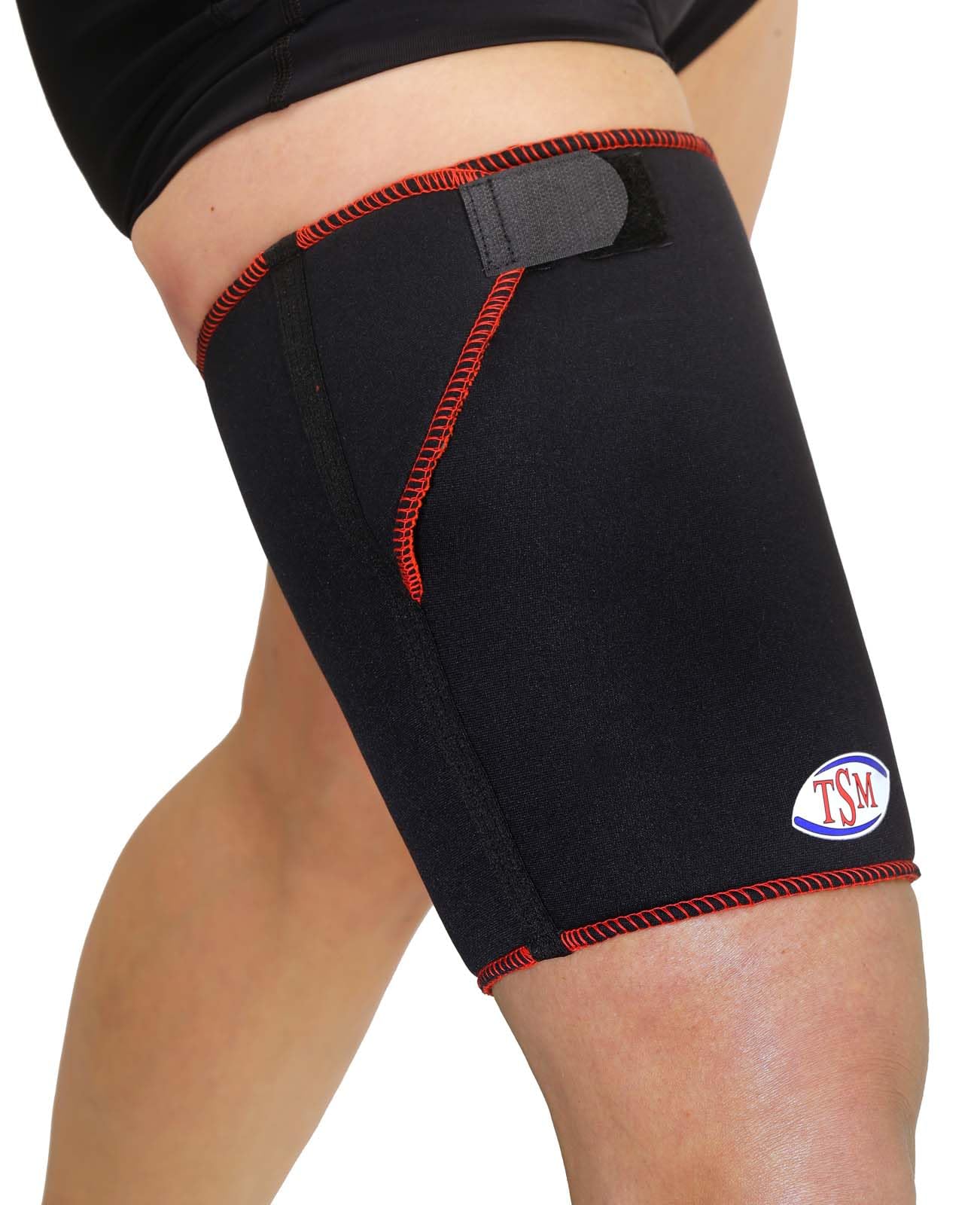 TSM Sportbandage Oberschenkelbandage Pro mit Klettverschluss, Schwarz, L, 5110