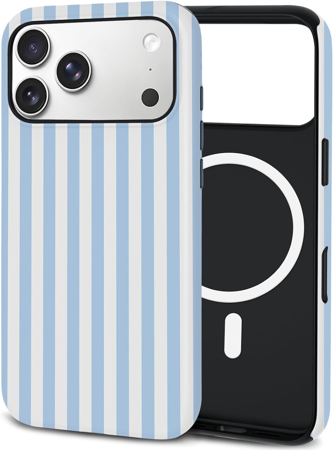 TPU Phone Case for iPhone 17 Pro Max, MagSafe Wireless Charging Compatible, Shockproof Slim Fit Protective Cover with Anti-Yellowing & Raised Camera Protection (blue stripe, iPhone 17 Pro Max(6.9))