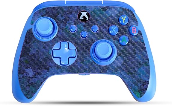Carbon Fiber Gaming Skin Compatible with PowerA Xbox Series X|S Enhanced Wired Controller - Blue Ice - Premium 3M Vinyl Protective Wrap Decal Cover - Easy to Apply | Crafted in The USA by MightySkins